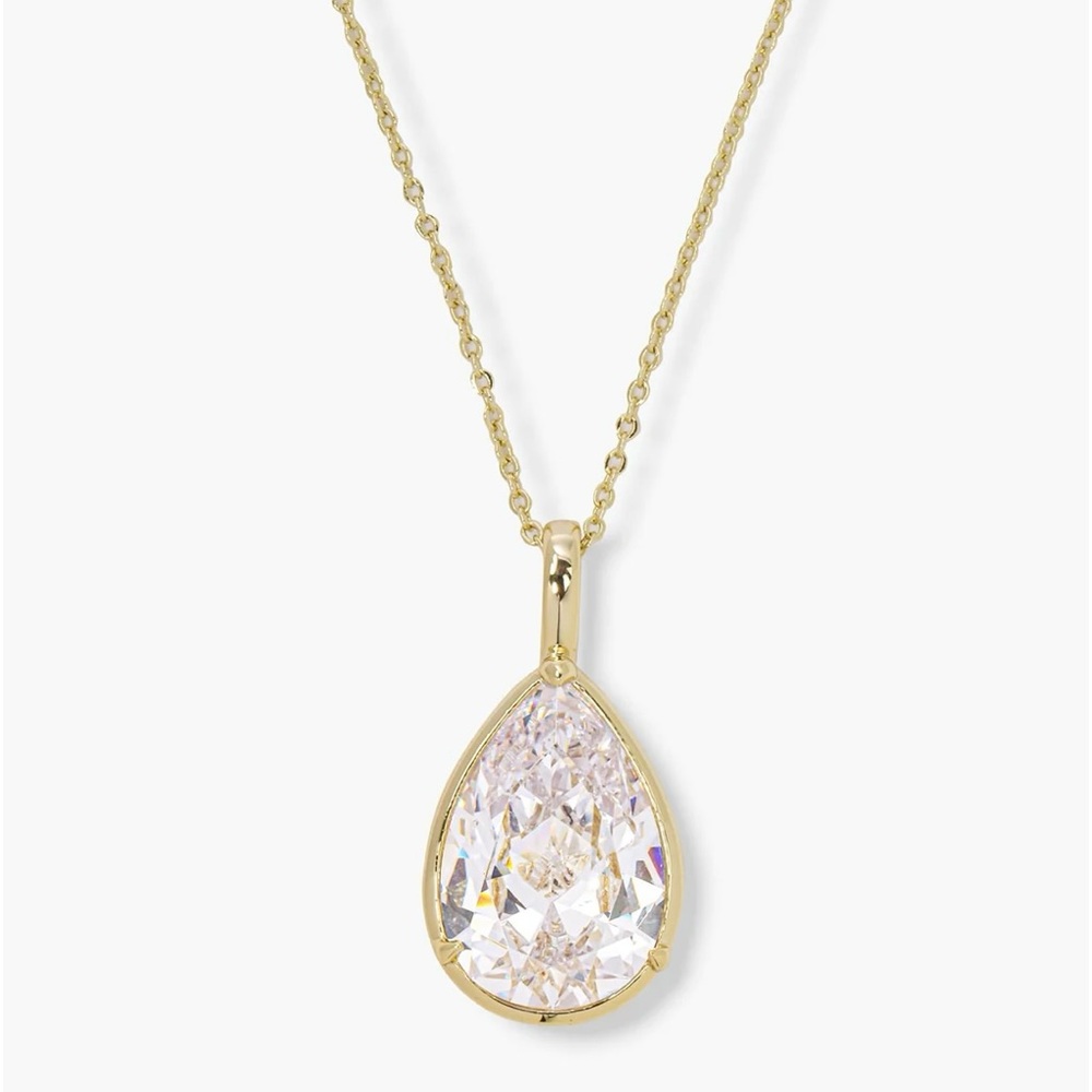 NEW Melinda Maria She’s So Stunning Teardrop Necklace Gold White Rv $78